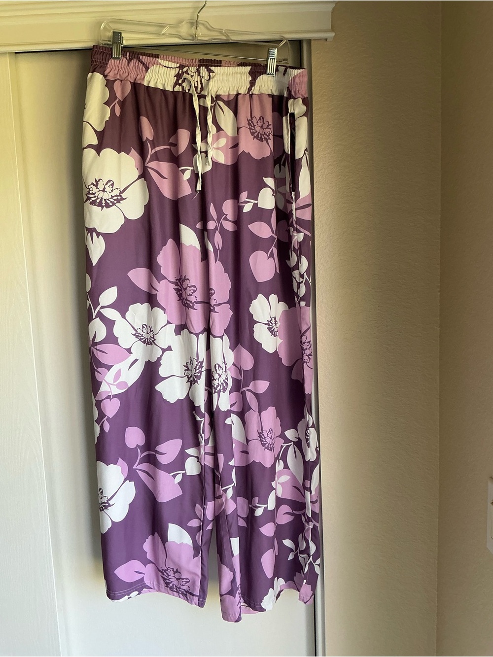 Purple Floral Pull-On Pants